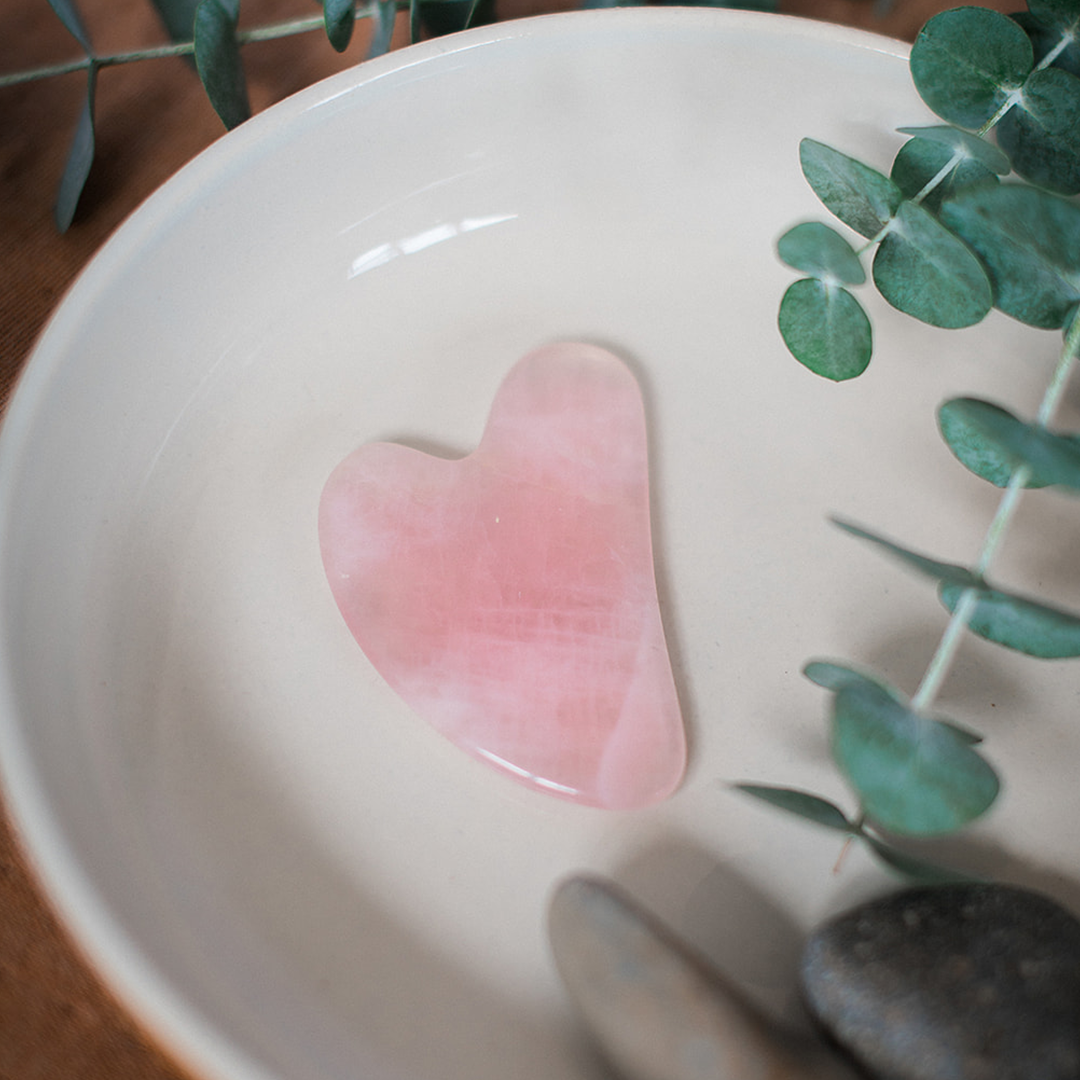 Rose Quartz is a stone of love and feminine energy. It helps to soften and open up the guarded heart. It is also known to release impurities from the soft tissue. This traditional Gua Sha shape is great for beginners and advanced users alike.  Facial Gua Sha is a gentle technique for delicate areas of the face. 